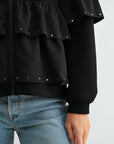 JOH Apparel Fenya Studded Ruffle Scuba Jacket