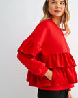 JOH Apparel Fenya Studded Ruffle Scuba Jacket