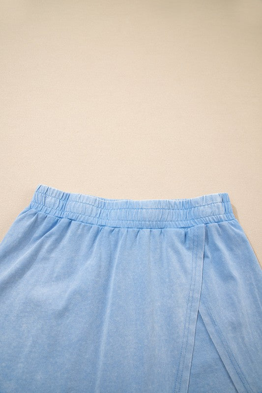 Mineral Wash Tank Top and Lined Split Skirt Set