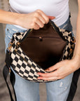 Kaylee Mixed Media Double Zip Crossbody Sling Bag