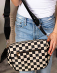 Kaylee Mixed Media Double Zip Crossbody Sling Bag