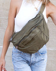 London Oversized Canvas Crescent Sling