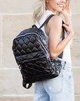Jade Metallic Puffer Backpack