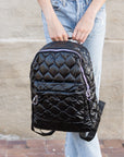 Jade Metallic Puffer Backpack