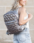 Jade Metallic Puffer Backpack