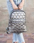 Jade Metallic Puffer Backpack