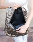Jade Metallic Puffer Backpack