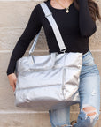 Metallic Puffer Tote