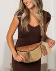 Valentina Mixed Media Straw Sling Crossbody Bag