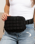 Evyn Quilted Puffer Sling Crossbody Belt Bum Fanny Waist Bag