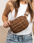 Evyn Quilted Puffer Sling Crossbody Belt Bum Fanny Waist Bag