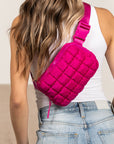 Evyn Quilted Puffer Sling Crossbody Belt Bum Fanny Waist Bag