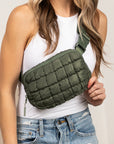 Evyn Quilted Puffer Sling Crossbody Belt Bum Fanny Waist Bag