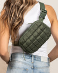 Evyn Quilted Puffer Sling Crossbody Belt Bum Fanny Waist Bag