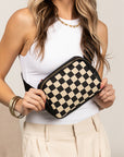 Alva Mixed Media Check Sling Crossbody Belt Bum Fanny Waist Bag