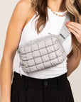 Evyn Quilted Puffer Sling Crossbody Belt Bum Fanny Waist Bag