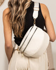 Sabrina Double Zip Leather Crescent Sling