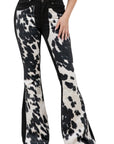 GJG Denim Rodeo Bell Bottom Jeans — Black & White Cow Print