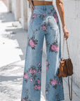 Floral Denim Wide Leg Jeans