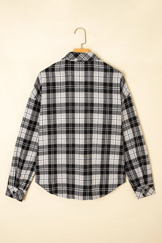 Plaid Chest Pocket Long Sleeve Buttoned Shirt