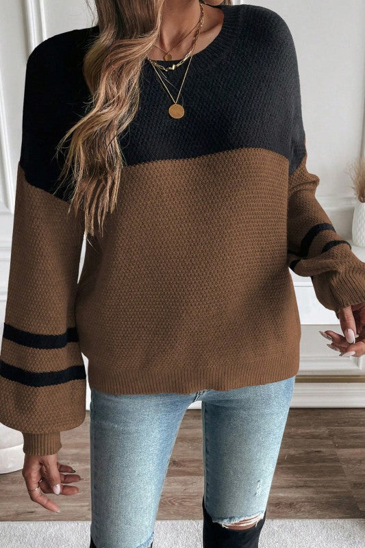Colorblock Stripe Long Sleeve Sweater