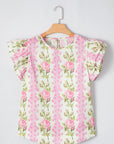 Floral Ruffle Short Sleeve Top