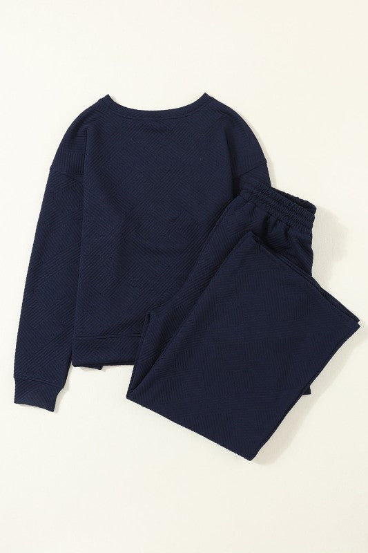 Textured Top and Pants Set