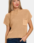 Zenana Mock Neck Short Sleeve Cropped Sweater