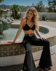 GJG Denim Desert Halo Studded Bell Bottom Jeans