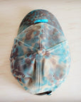 Hand-Painted Leopard Suede Baseball Cap Tan & Turq 986p