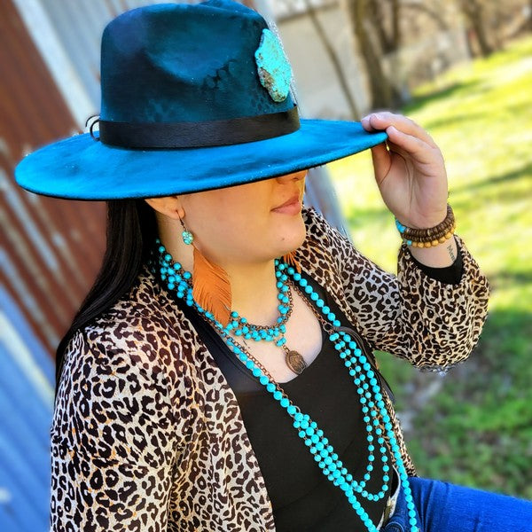 Blue Turquoise Collar Necklace with Indian Coin