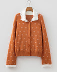 Colorblock Peter Pan Collar Long Sleeve Buttoned Cardigan