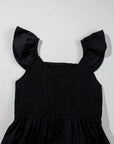 Solid V-Neck Flutter Sleeve Ruffle Maxi Dress
