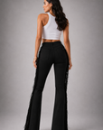 GJG Denim Texas Sun Bell Bottom Jeans — Black Fringe