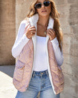 Solid Fleece Lined Quilted Vest Coat