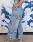 Floral Denim Wide Leg Jeans