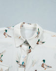 Mallard Button Flap Pocket Collared Blouse
