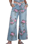 Floral Denim Wide Leg Jeans