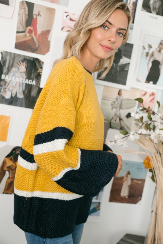 e Luna Cozy Colorblock Sweater