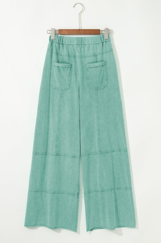 Mineral Wash Reverse Seam Drawstring Elastic Waist