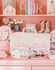 Weekender Oversized Canvas Duffel - Pink Toile - My Pampered Life Seattle