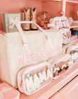 Weekender Oversized Canvas Duffel - Pink Toile - My Pampered Life Seattle