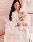 Weekender Oversized Canvas Duffel - Pink Toile - My Pampered Life Seattle