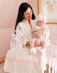 Weekender Oversized Canvas Duffel - Pink Toile - My Pampered Life Seattle