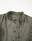 Denim Patchwork Ruffle Sleeve Jacket Vest