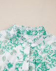 Floral Ruffle Sleeve Frilled Button-Up Shirt