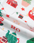 Christmas Morning Stripe-Trim Pajama Set — White