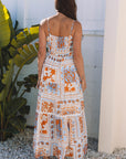 Floral Ricrac Trim Spaghetti Strap Maxi Dress