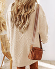 Cable Knit Drop Shoulder Sweater Dress