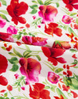 Floral Ricrac Puff Sleeve Pocketed Tiered Mini Dress